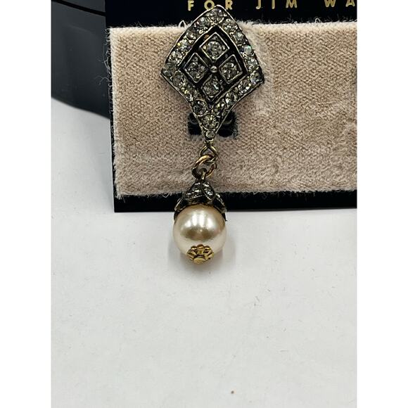 HEIDI DAUS Crystal Pave Diamond Pearl Drop Dangle Earrings Vintage Style Glamour - Picture 10 of 11